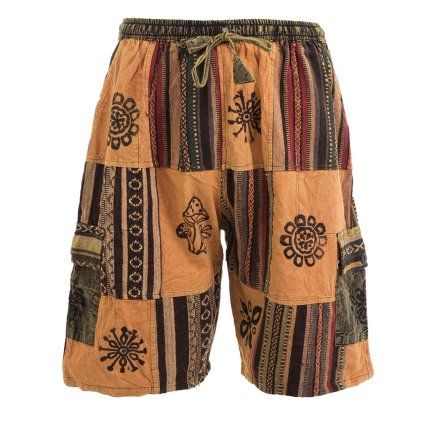Kraťasy patchwork stonewash tisk žluté