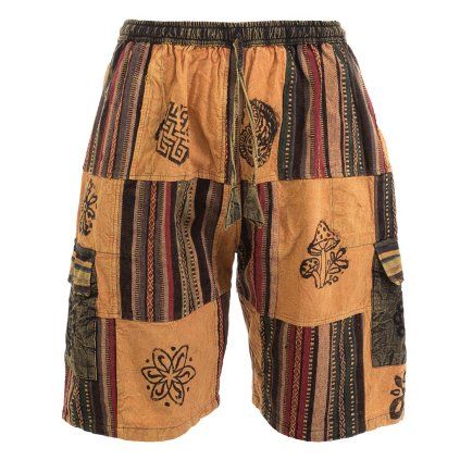 Kraťasy patchwork stonewash tisk žluté