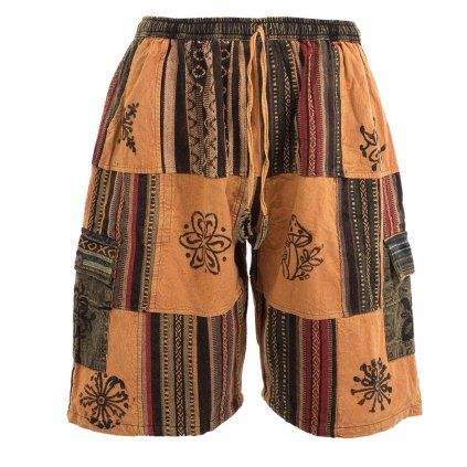 Kraťasy patchwork stonewash tisk žluté