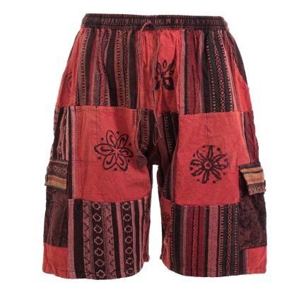 Kraťasy patchwork stonewash tisk červené