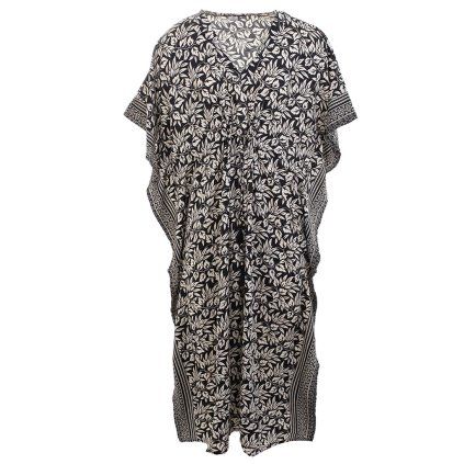Dlouhý kaftan z umělého hedvábí černobílý