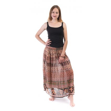 Lehounká indická sukně okrovozelená
