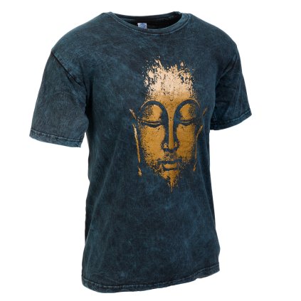 Pánské tričko stonewash Buddha modré