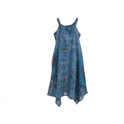 Batikované šaty na ramínka modré