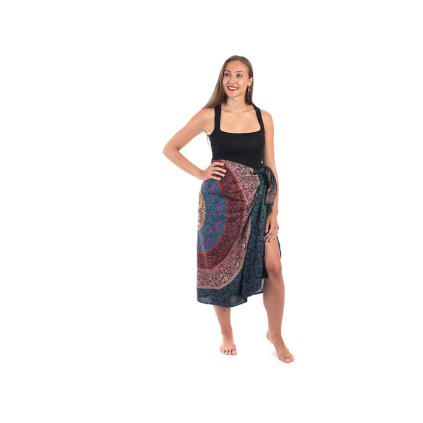 Sárong s ručním tiskem Mandala mahagonově hnědý