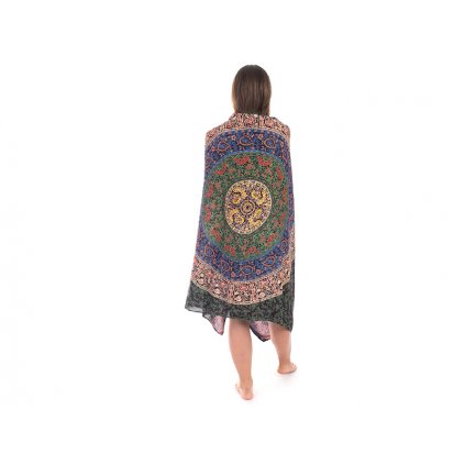 Sárong s ručním tiskem Mandala mahagonově hnědý