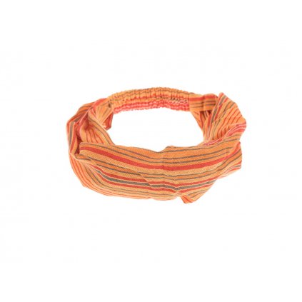 Šátek do vlasů pruhovaný oranžovočervený