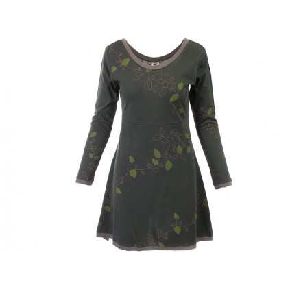 Tmavozelené podzimní šaty z organické bavlny