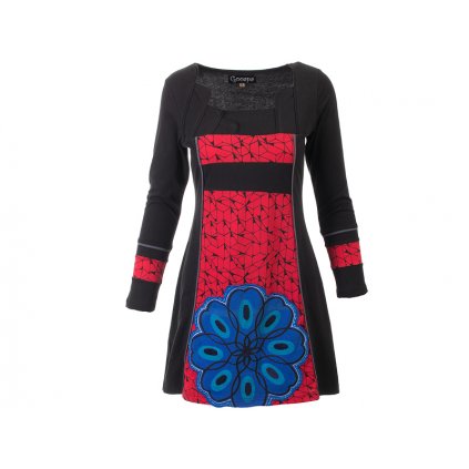 Originální černočervené šaty z organické bavlny