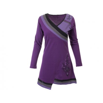 Krátké sportovní šaty s dlouhým rukávem fialové