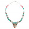 Kovový náhrdelník v tibetském stylu tyrkysovočervený