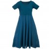 Bavlněné šaty s rukávky jednobarevné modré (M/L)