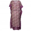 Dlouhý viskózový kaftan se zdrhováním Listy fialový
