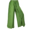 Polozavinovací raonové kalhoty jednobarevné zelené