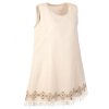 (S/M) Krátké šaty z bavlny s ručním tiskem a třásněmi lněná