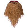 Indické pončo z hřejivé akrylové vlny s orientálním vzorem hnědé