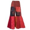 Zvonové kalhoty patchwork Nagar červené