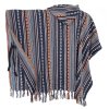 Pončo z tkané bavlny zavazovací modročervené