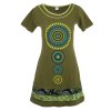 Šaty ze strečové bavlny s krátkým rukávkem zelené
