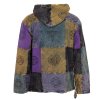 (L/XL) Bavlněný pulover patchwork a tisk s kapucí a klokánkem