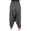 Harémové kalhoty z lehké bavlny pruhované černé