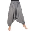 Harémové kalhoty z lehké bavlny tmavě šedé