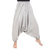 Harémové kalhoty z lehké bavlny světle šedé