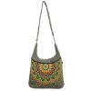 Nepálská taška z pevné bavlny Vyšívaná mandala 30 x 30 cm zelená
