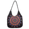 Velká kabelka z pevné bavlny Vyšívaná mandala 40 x 35 cm černá
