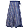 Dlouhá zavinovací sukně z bavlny pruhovaná modrá