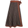 Dlouhá zavinovací sukně z bavlny pruhovaná hnědá