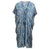 Dlouhý kaftan z umělého hedvábí modrobílý
