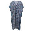 Dlouhý kaftan z umělého hedvábí modrý