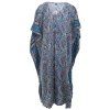 Dlouhý kaftan z umělého hedvábí modrý