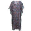 Dlouhý kaftan z umělého hedvábí modrý