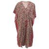 Dlouhý kaftan z umělého hedvábí červenozelený