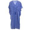 Dlouhý kaftan z umělého hedvábí modrobílý