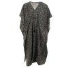 Dlouhý kaftan z umělého hedvábí černozelený
