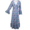 Kimono z umělého hedvábí s 3/4 rukávky modré