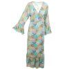 Kimono z umělého hedvábí s 3/4 rukávky zelené