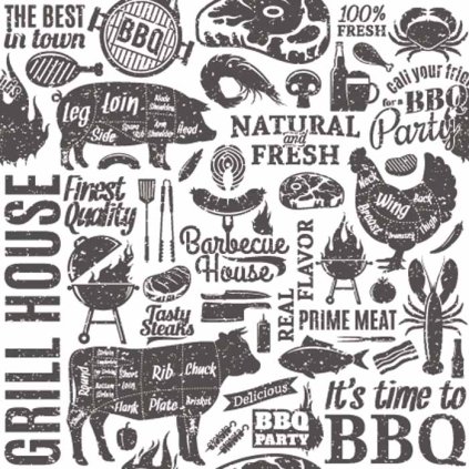 Zakázkový potisk látek vzorem BBQ house