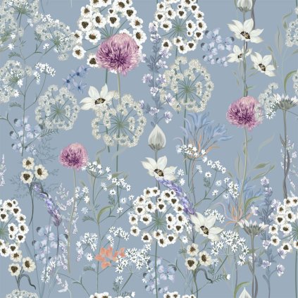 Kvetouci louka na modrem