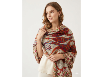 IndiPashmina Wool Paisley Mirage