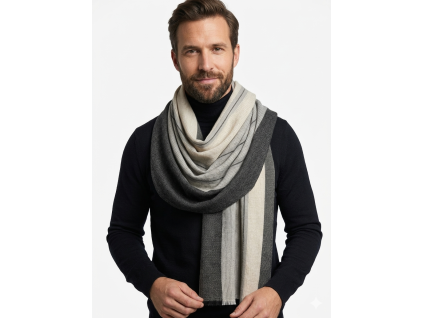 IndiPashmina Woolen Graphite Rhythm