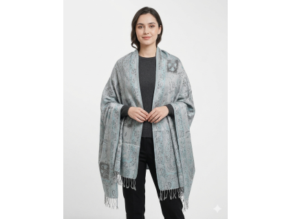 Indipashmina Silk Silver Frost