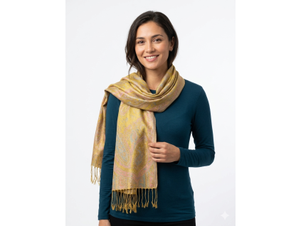 IndiPashmina Silk Gold Mirage