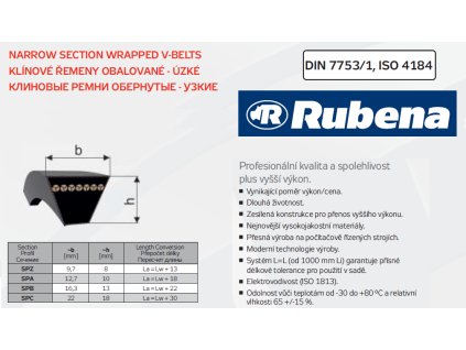 208060 keilriemen spb 16 3 x 1850 lw 1872 la rubena