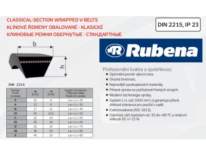 209551 keilriemen b 17 x 2510 li 2550 lw rubena