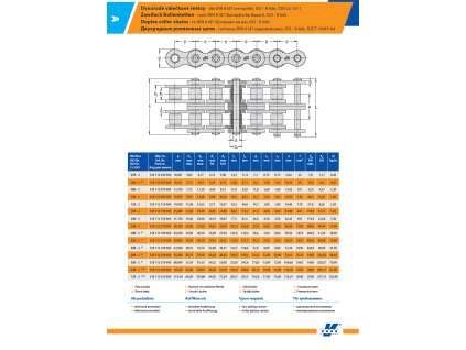 Zweireihige Rollenketten DIN8187 / ISO - R 606 , Řetězy Vamberk