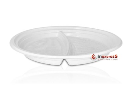 Đĩa nhựa trắng  2 ngăn, 100 chiếc/ 8 bịch